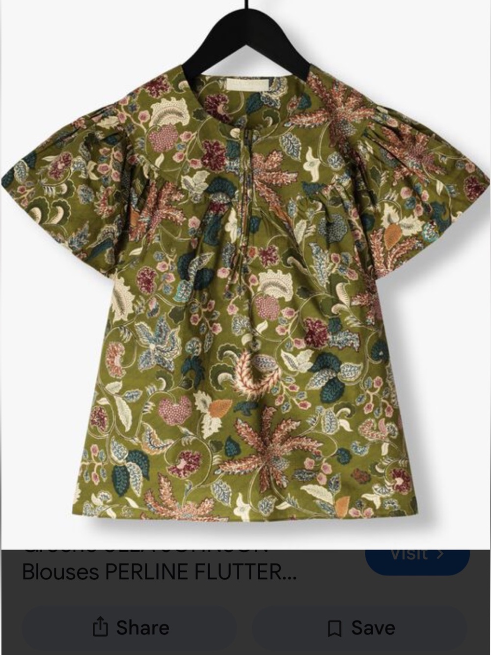 Ulla Johnson Perline Flutter-Sleeve Blouse in Lichen